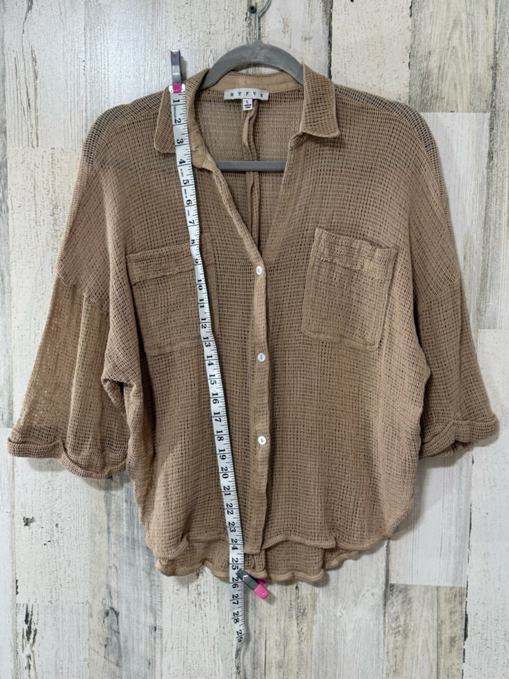 HYFVE Waffle Knit Button-Up Shirt in Beige - Picture 5 of 9